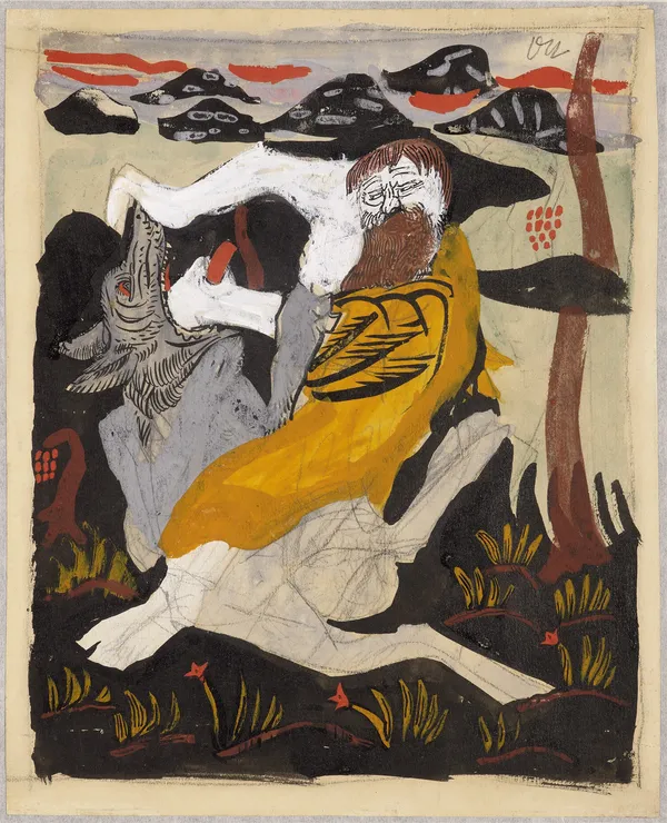 Man fighting with Wolf