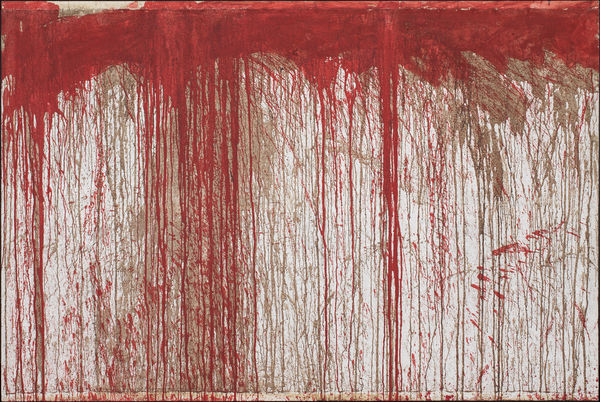 Hermann Nitsch, Schuettbild (Pour-painting), 1998