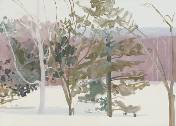 Lois Dodd, View of Three Trees, Purple Mountain, 1977