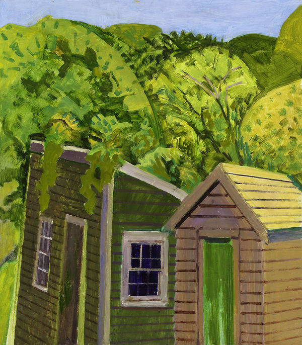 Lois Dodd, Shed and Outhouse, 2021