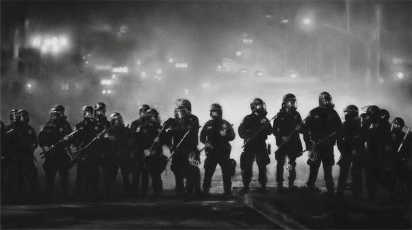 Robert Longo, Study for Riot Cops, 2012