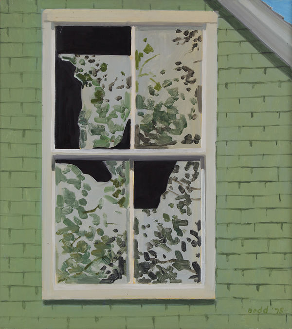 Lois Dodd, Broken Window, Maine, 1975