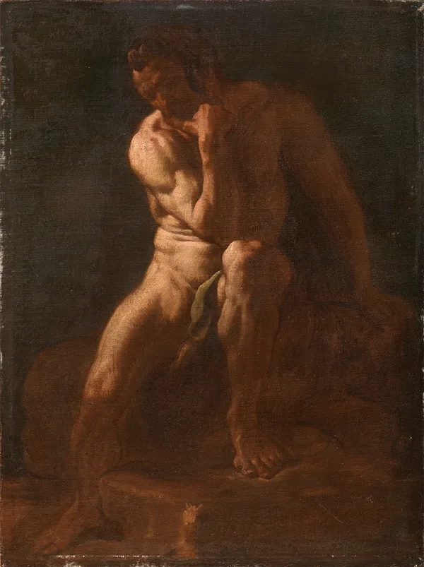 Corrado Giaquinto (Molfetta 1703 - Naples 1766), Seated nude study, 1730-35 ca.
