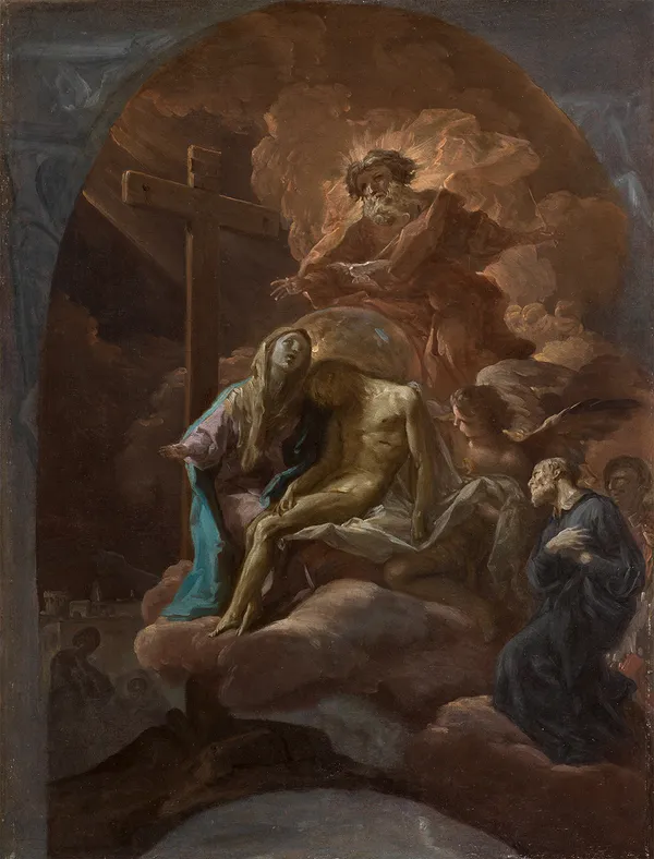 Corrado Giaquinto (Molfetta 1703-Naples 1766), The Trinity and the Virgin with Saint Philip Neri adore the Body of Christ and the Holy Cross, Rome, c. 1743-1744