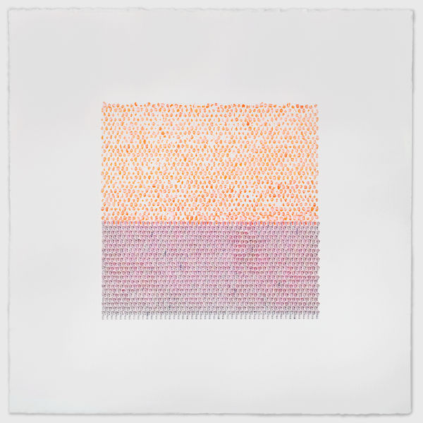 typed words and paint glued to paper