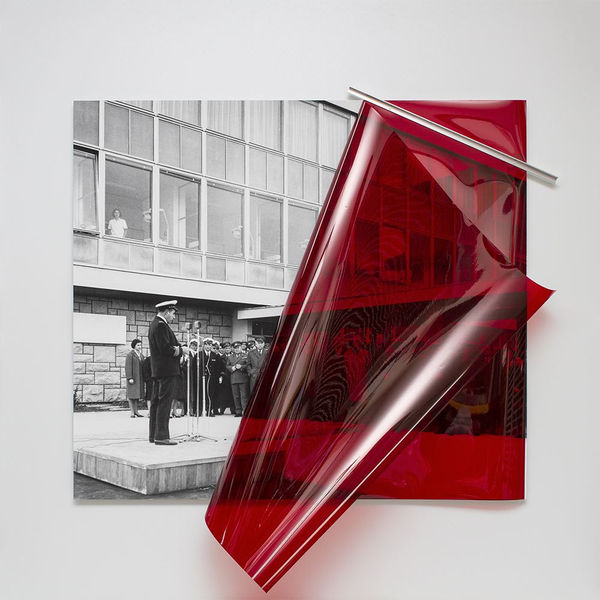 Untitled (Archive ST3: Military Hospital), 2018 inkjet print on archival paper and aluminum mounted on aluminum composite panel, colour correction filter / archival photograph: City Museum of Split, Collection of Photographs (photographer: Ante Roca)