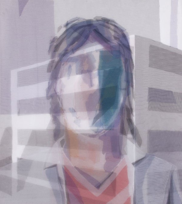 KP-4, 2015 Multi layers of cut tulle sewn and mounted on canvas, to be displayed in plexi box