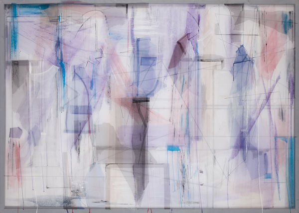 D Series No. 11, 2016 Textile materials, acrylic and layers of tulle on stretcher bar