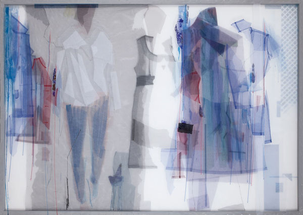 D Series No. 12, 2016 textile materials, acrylic and layers of tulle on stretcher bar