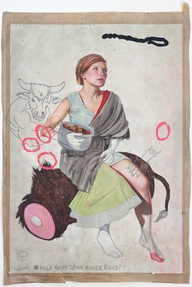 Falsche Farbe (Europa), 2011 Aquarel pencil, watercolor, ecoline, marker and tape on paper