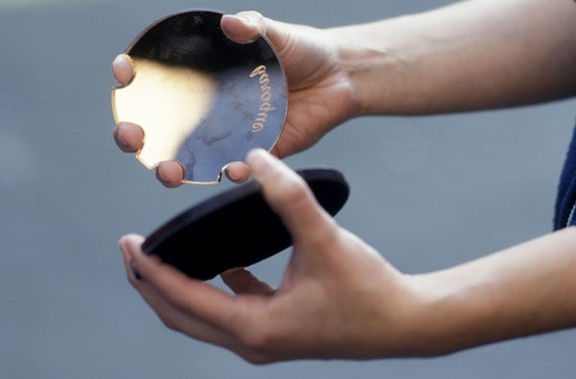 Parody, 2000/2001 Cut mirror glass with finger indentations and felt