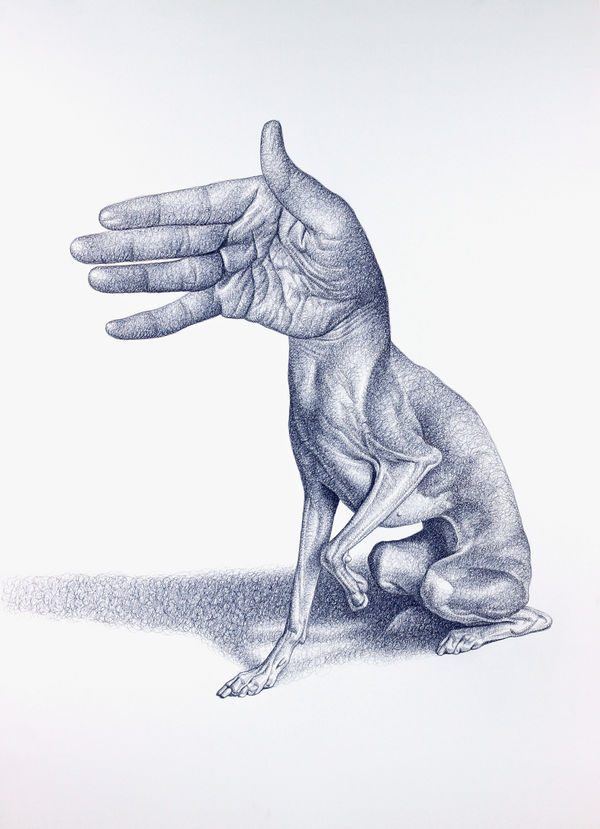 Wait! pen on paper 110 x 80cm 2022