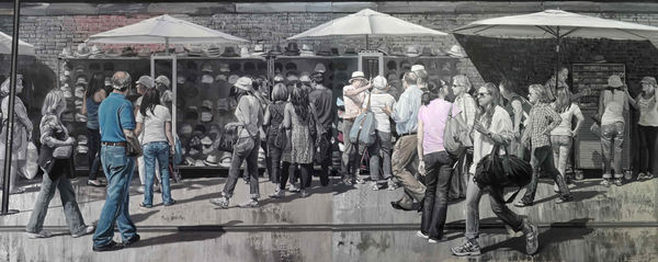 Hatters oil on canvas 130.3 x 324.4cm 2019