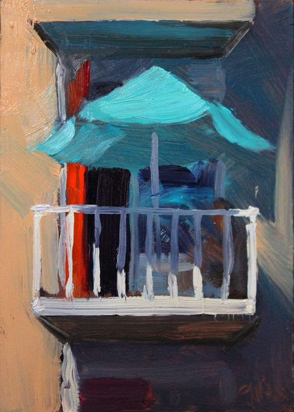 Jannes Koetsier, Balkon met blauwe parasol