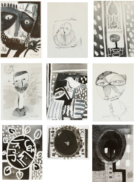 Suad Al Salem Wise Madmen Series , 2010 Ink on paper various sizes