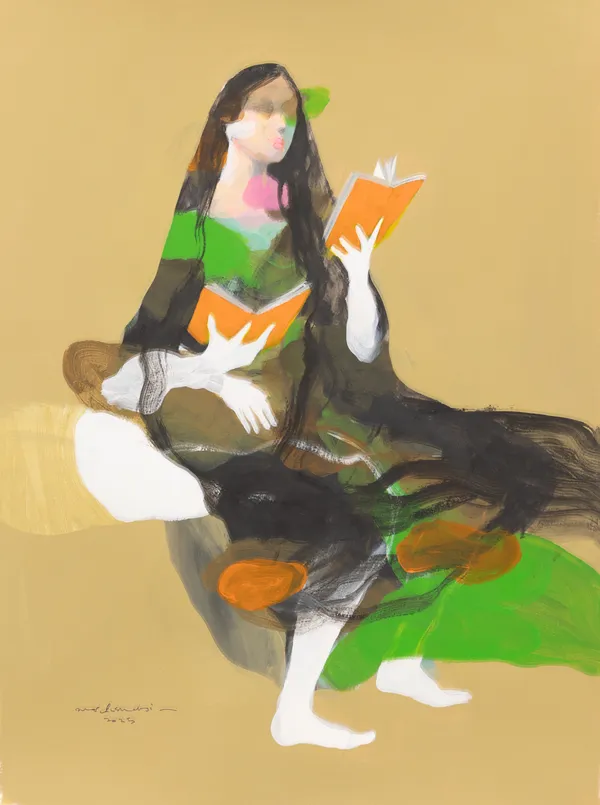 Omar Al Shehabi Abayas Collection, 2025 Acrylic on paper 62 x 42 cm