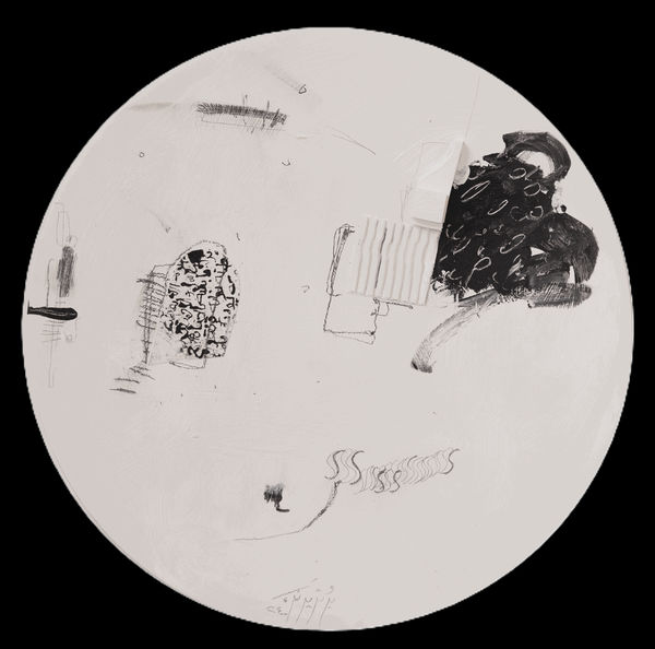 Bouthayna Al Muftah Untitled , 2024 Mixed media on wood D: 40 cm