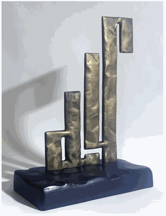 Hayan Maani Allah 2, 2025 Bronze and Oak Wood 32 W x 44 H x 14.5 D cm