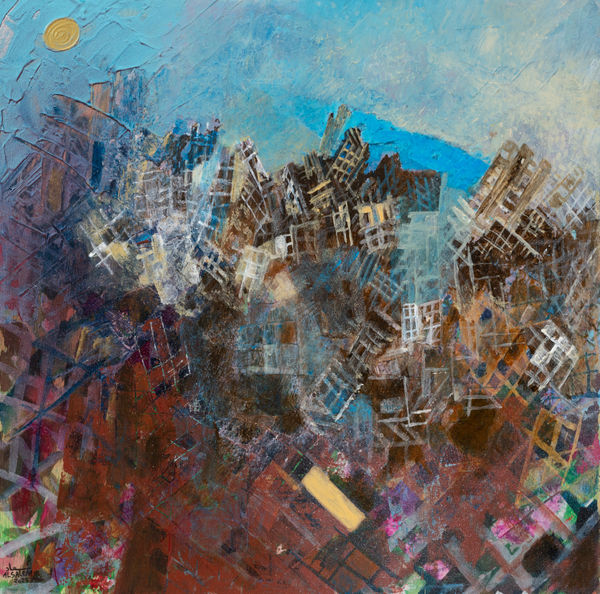 Suad Al Salem Where Series, 2025 Mixed media on panel 36 x 35 cm