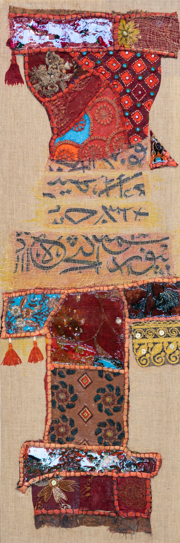 Hanadi Al Darwish Absent – Present, 2025 Mixed media on canvas 90 x 30 cm