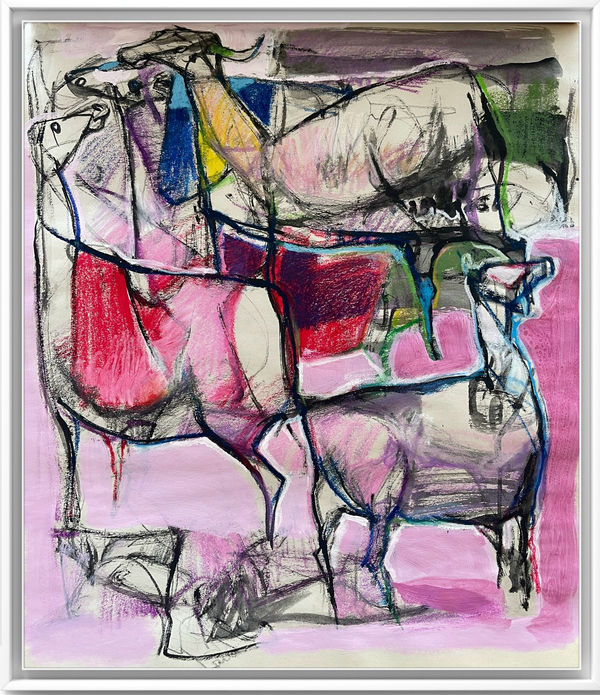 Falah Al-Saeedi Herd series, 2025 Acrylic and pastel on paper 35 x 43 cm