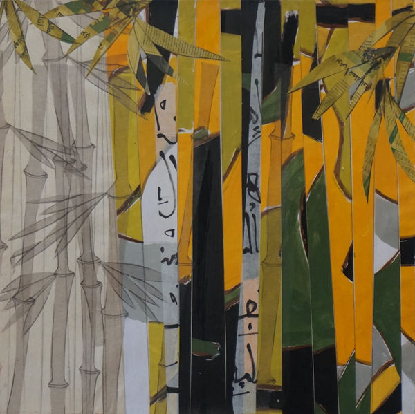 Khalid El Bekay Vertical-in II , 2019 Collage on canvas 60 x 60 cm