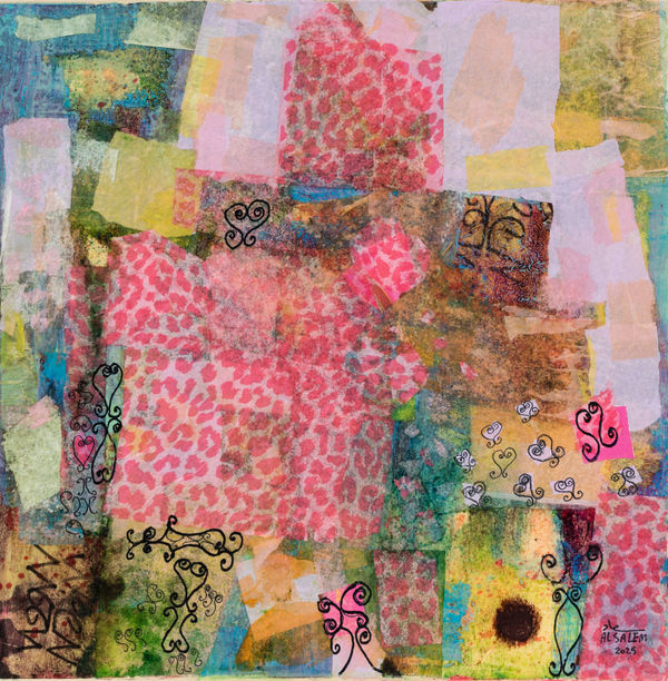 Suad Al Salem Where Series, 2025 Mixed media on panel 36 x 35 cm