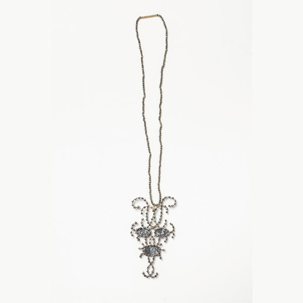 Bettina Speckner UNTITLED (NECKLACE), 2010 18K white gold, silver markasit, photo etching on zinc Pendant 9 x 4.5 cm