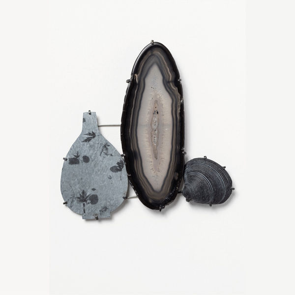 Bettina Speckner UNTITLED (BROOCH), 2015 Photoetching in zinc, silver, agate, shell 8.7 x 8.7 cm