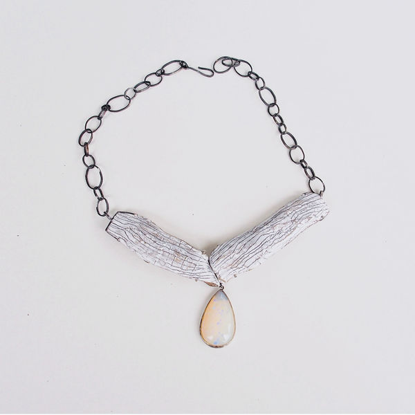 Bettina Speckner UNTITLED (NECKLACE), 2019 Silver, stones (found near Murlo), opal, paint Opal drop 2.5 cm, necklace 45 cm