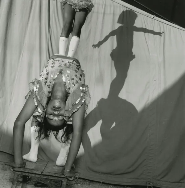 Acrobats Practicing, Great Bombay Circus, Limbdi, India, 1990 Gelatin silver print; printed later 10 x 8 inches
