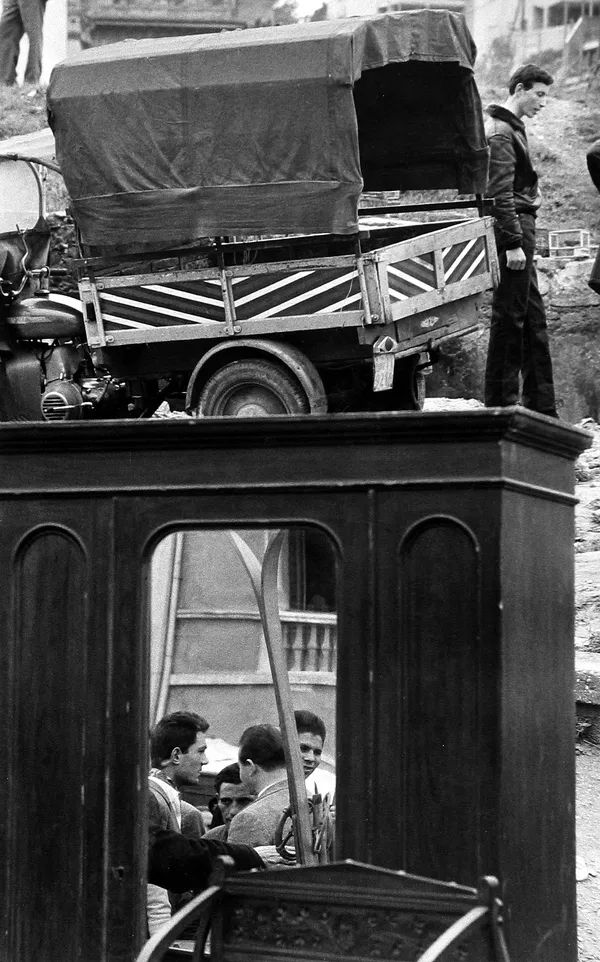 Henry Wolf, Truck and Doorway with Men, c.1963