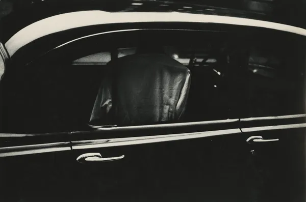 Larry Siegel, Car with hanging shirt, NYC, 1956