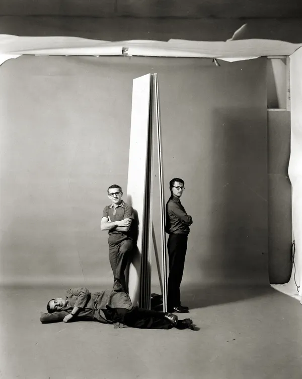 Richard Avedon, Self portrait with Henry Wolfe and Frank Finocchio, 1958