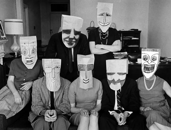 Inge Morath, "Mask Portrait" from Series with Saul Steinberg, 1962