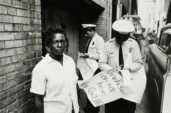 Bob Adelman, Demonstrator arrested behind Loveman's department store, 1963