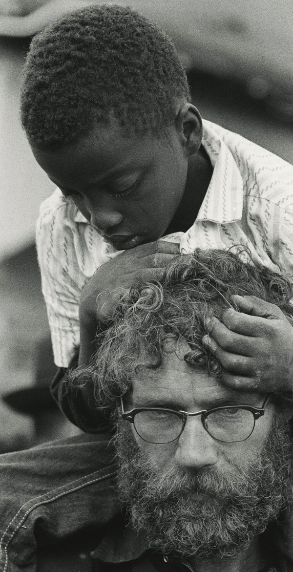 Stephen Somerstein, Young injured Negro boy carried on shoulders by Canadian civil rights marcher, Selma to Montgomery, Alabama civil rights march, 1965