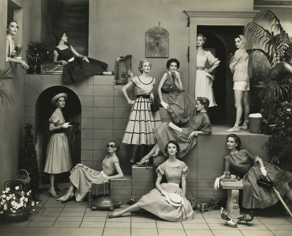 Frances McLaughlin-Gill, Eleven Models in Blue Dresses, NYC, Glamour, January 17, 1952