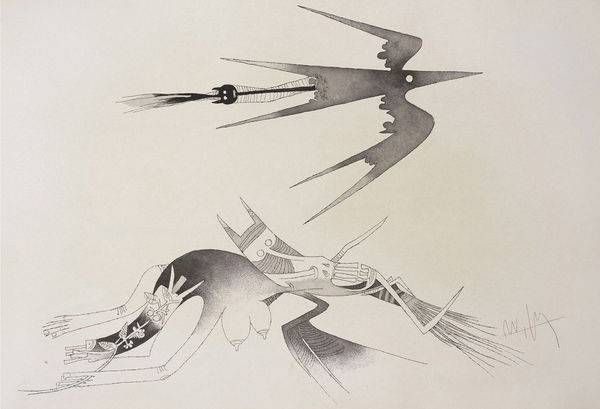 Wilfredo Lam - Contre une maison sèche / Neun Radierungen, 1975