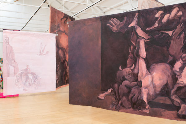 Installation View, Dramas de Honor & “¡Silencio!”, Florence Street, 2023, Glasgow. Image courtesy of the artist. Photo credit Matt Barnes.