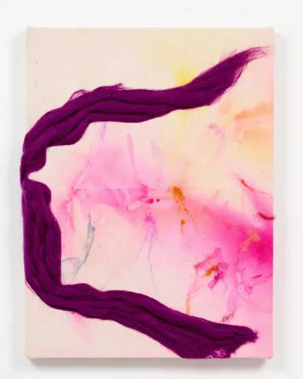Courtney Childress Untitled (swoosh), 2025 Dye and wool on canvas 51 × 38 cm | 20 1/10 × 15 in