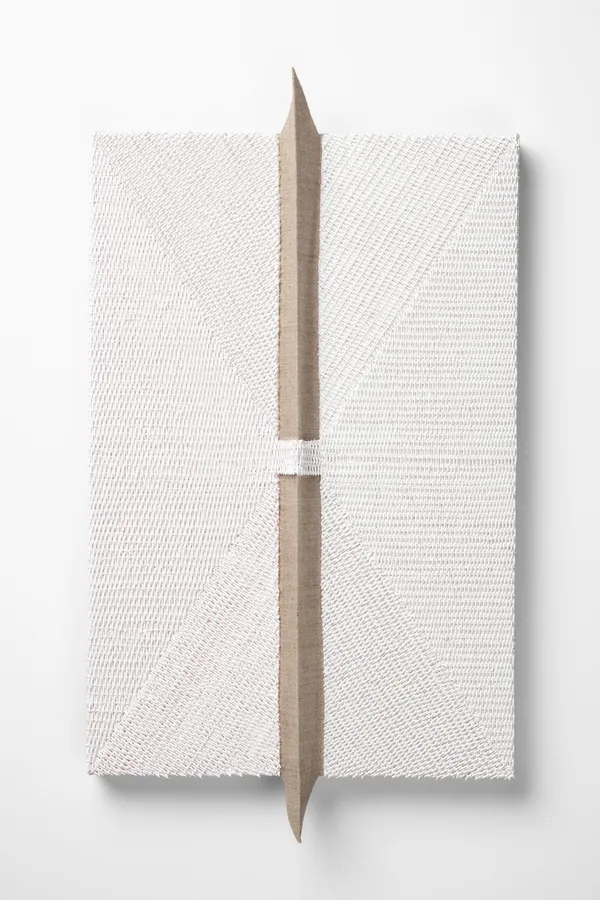 Danielle Mysliwiec Bolt, 2025 Oil on linen armature on linen-covered wood panel 54 x 30.5 x 5 cm | 21.25 x 12 x 2 in