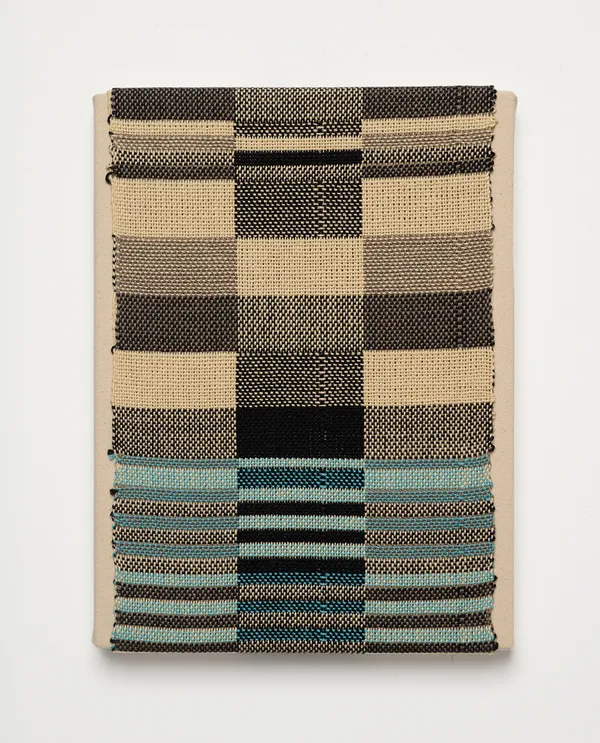 Paolo Arao Inversions (Blue), 2026 Cotton double weave on canvas mounted on wood panel 30 × 23 cm | 11 4/5 × 9 1/10 in