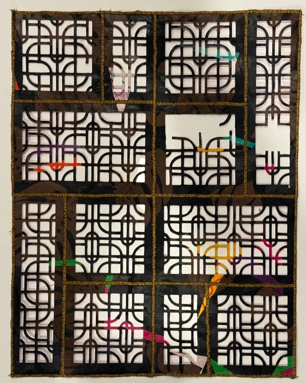 Cyle Warner untitled wall remnant (1), 2026 Cut and stitched fabric on dyed paper 60 × 50 cm | 23 3/5 × 19 7/10 in