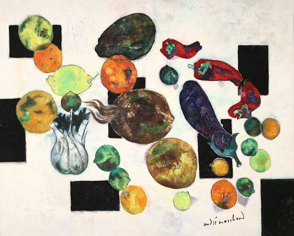 André MARCHAND, Fruits exotiques, 1969, Huile sur toile / Oil on canvas / Peinture / Painting