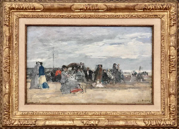 Eugène BOUDIN, Trouville, scène de plage, 1870-1874 (circa), oil on panel / huile sur panneau
