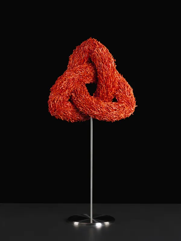 The Three Forces Of Nature 2022 Deep Precious Coral Pigment Polymers H 24 X W 25X D 10 Cm