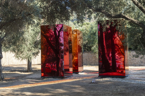 Sabine Marcelis, PANORAMA, 2024, Colored Mirror, two pieces made from 40 ft containers. © Fredrik Brauer, Courtesy of High Museum of Art, Atlanta.