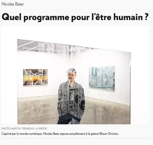 Nicolas Baier | Quel programme pour l'être humain?, La Presse