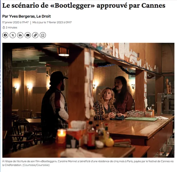 Caroline Monnet | Le scénario de «Bootlegger» approuvé par Cannes, Le Droit